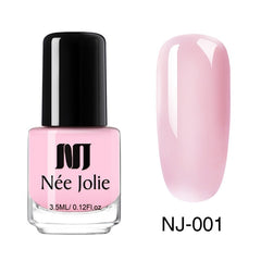 NEE JOLIE 3.5ml Nude Candy Color Nail Polish Semi-transparent  Nail Art Varnish Pink Glitter Shimmer Polish Design