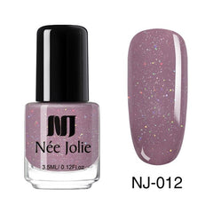 NEE JOLIE 3.5ml Nude Candy Color Nail Polish Semi-transparent  Nail Art Varnish Pink Glitter Shimmer Polish Design