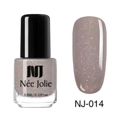 NEE JOLIE 3.5ml Nude Candy Color Nail Polish Semi-transparent  Nail Art Varnish Pink Glitter Shimmer Polish Design