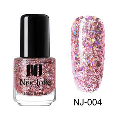 NEE JOLIE 3.5ml Nude Candy Color Nail Polish Semi-transparent  Nail Art Varnish Pink Glitter Shimmer Polish Design