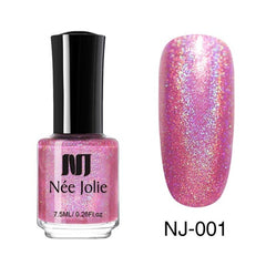 NEE JOLIE Matte Nail Polish 12 Colors 7.5/3.5ml Long Lasting Nail Art Varnish Quick Dry 6 Colors Holographic Effect Nail Lacquer