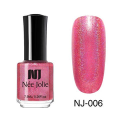 NEE JOLIE Matte Nail Polish 12 Colors 7.5/3.5ml Long Lasting Nail Art Varnish Quick Dry 6 Colors Holographic Effect Nail Lacquer