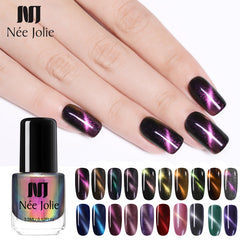 NEE JOLIE 3.5ml/7.5ml Magnetic Cat Eye Nail Polish Holographic Chameleon Cat Eyes Nail Art Varnish Lacquer 22 Colors Available