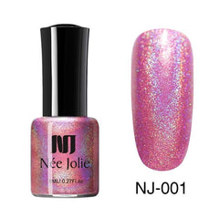 NEE JOLIE Matte Nail Polish 12 Colors 7.5/3.5ml Long Lasting Nail Art Varnish Quick Dry 6 Colors Holographic Effect Nail Lacquer