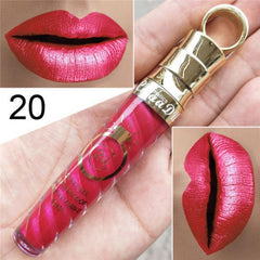 20 Colors Lipstick Waterproof Long Lasting Matte+Shimmer Mental Beauty Lip Gloss