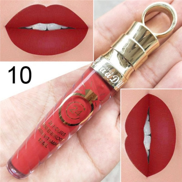 20 Colors Lipstick Waterproof Long Lasting Matte+Shimmer Mental Beauty Lip Gloss