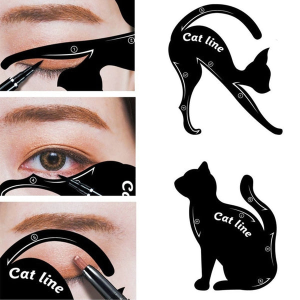 2Pcs/set  Cat Eye Eyeliner Stencils Cat Line Pro Eye Liner Makeup Tool Eyeliner Stencils Models Template Shaper Tool Women