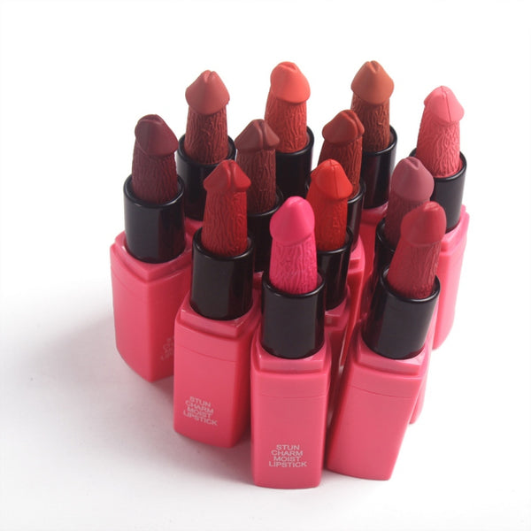 12 Colors Shape Penis Lipstick Long Lasting Moisturing Lipstick Sexy Red Velvet Lips Make Up Matte Waterproof Lipsticks Makeup