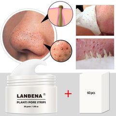 LANBENA 30g Blackhead Remover Nose Mask And 60pcs Paper Anti Acne Exfoliation Peeling Blackhead Deep Cleansing Skin Care T Zone