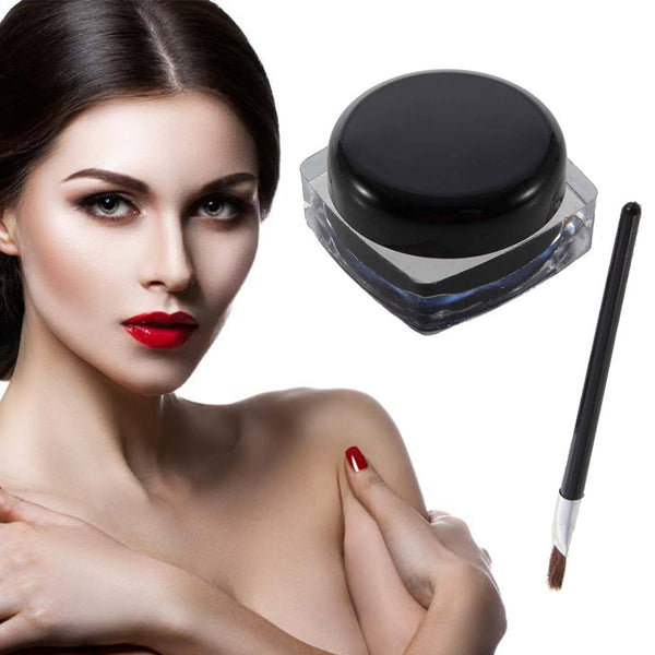 Fashion Professional Waterproof Gel Eye Liner Shadow Cream Cosmetics Eyeliner with Brush Black Set Makeup Eyeliner Tools