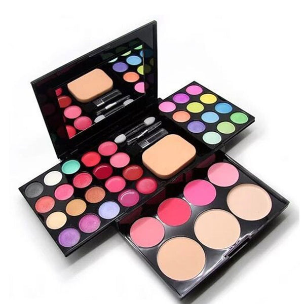 Charming Makeup Combination Kit Long Lasting Lip Gloss Blush Powder Eyeshadow Palette Cosmetics W/s Mirror+Brush