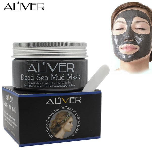 ALIVER Dead Sea Mud Mask For Face Acne Oily Skin Blackheads Pore Minimizer Black Mask Face Skin Care