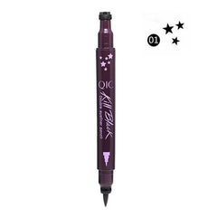 Double-head Black Liquid Eyeliner Pencil Easy to Wear Makeup Star Heart Moon Flower Stamp Waterproof Mark Seal Tattoo Eye Liner