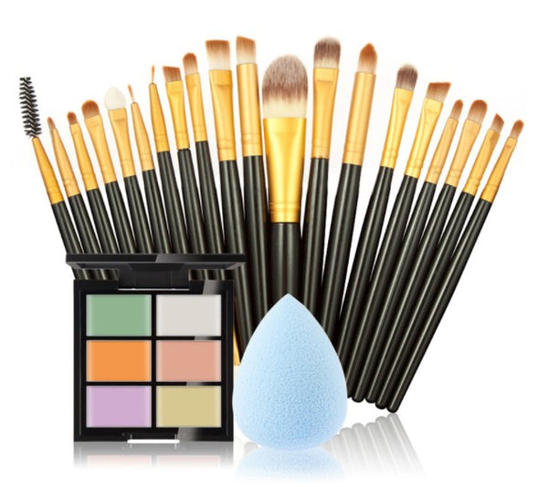 Makup set Tool Kit Cosmetics  Concealer Palette maquiagem Puff 20 brushes Face Contour Concealer Puff Makeup Set for Gift