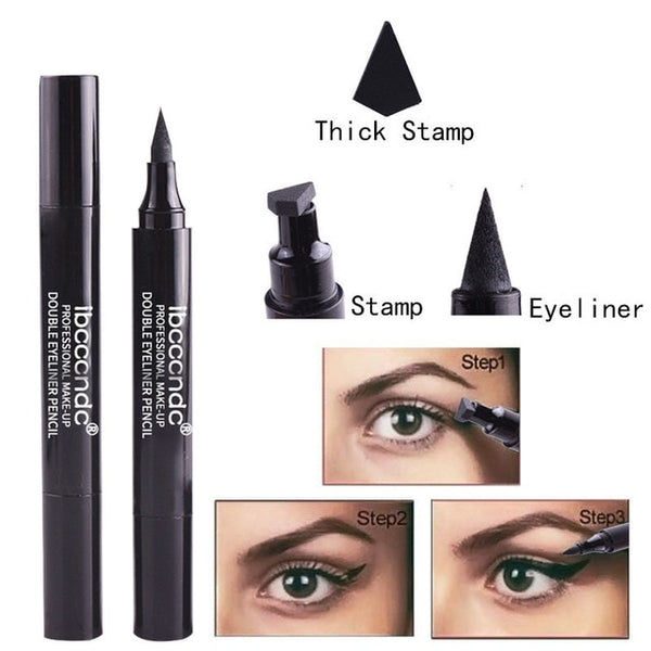 Ibcccndc 1pc Thick/Thin 2 In 1 Eyeliner Pen Waterproof Eyeliner Stamp Lasting Quick Dry Eyeliner Tattoo Wing Makeup Tool TSLM2