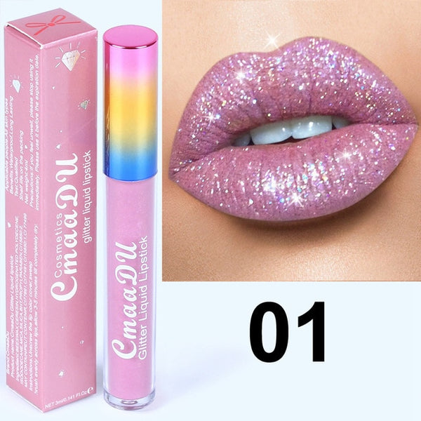 Glitter Lips Make Up Liquid Lipstick Waterproof Long Lasting Shimmer Red Lip Pink Women Lipsticks