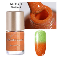 NICOLE DIARY Thermal Nail Polish Glitter Temperature Color Changing Water-based Manicure Varnish Shinny Shimmer Nail Lacquer