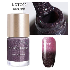 NICOLE DIARY Thermal Nail Polish Glitter Temperature Color Changing Water-based Manicure Varnish Shinny Shimmer Nail Lacquer