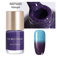 NICOLE DIARY Thermal Nail Polish Glitter Temperature Color Changing Water-based Manicure Varnish Shinny Shimmer Nail Lacquer