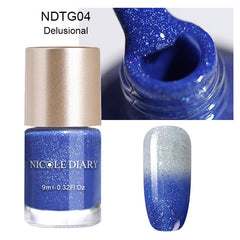 NICOLE DIARY Thermal Nail Polish Glitter Temperature Color Changing Water-based Manicure Varnish Shinny Shimmer Nail Lacquer