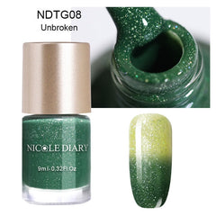 NICOLE DIARY Thermal Nail Polish Glitter Temperature Color Changing Water-based Manicure Varnish Shinny Shimmer Nail Lacquer