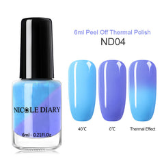 NICOLE DIARY Thermal Nail Polish Glitter Temperature Color Changing Water-based Manicure Varnish Shinny Shimmer Nail Lacquer
