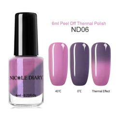 NICOLE DIARY Thermal Nail Polish Glitter Temperature Color Changing Water-based Manicure Varnish Shinny Shimmer Nail Lacquer