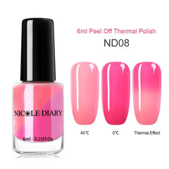 NICOLE DIARY Thermal Nail Polish Glitter Temperature Color Changing Water-based Manicure Varnish Shinny Shimmer Nail Lacquer