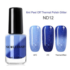 NICOLE DIARY Thermal Nail Polish Glitter Temperature Color Changing Water-based Manicure Varnish Shinny Shimmer Nail Lacquer