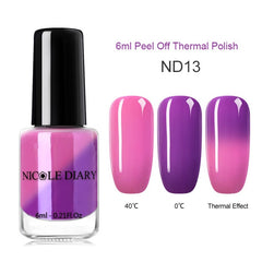 NICOLE DIARY Thermal Nail Polish Glitter Temperature Color Changing Water-based Manicure Varnish Shinny Shimmer Nail Lacquer