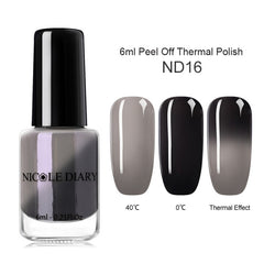 NICOLE DIARY Thermal Nail Polish Glitter Temperature Color Changing Water-based Manicure Varnish Shinny Shimmer Nail Lacquer