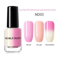 NICOLE DIARY Thermal Nail Polish Glitter Temperature Color Changing Water-based Manicure Varnish Shinny Shimmer Nail Lacquer