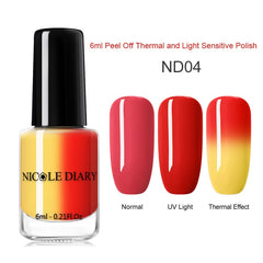 NICOLE DIARY Thermal Nail Polish Glitter Temperature Color Changing Water-based Manicure Varnish Shinny Shimmer Nail Lacquer