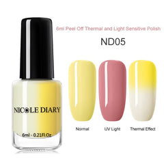 NICOLE DIARY Thermal Nail Polish Glitter Temperature Color Changing Water-based Manicure Varnish Shinny Shimmer Nail Lacquer