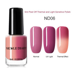 NICOLE DIARY Thermal Nail Polish Glitter Temperature Color Changing Water-based Manicure Varnish Shinny Shimmer Nail Lacquer