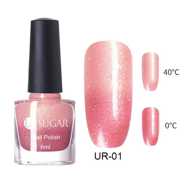 UR SUGAR 6 ML Colors Glitter Nail Polish Temperature Color Changing Gradient Mirror Nail Varnish No Need Lamp for Nails Art