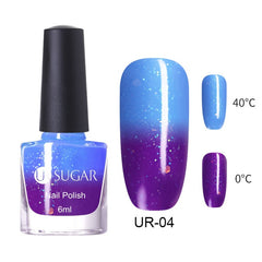 UR SUGAR 6 ML Colors Glitter Nail Polish Temperature Color Changing Gradient Mirror Nail Varnish No Need Lamp for Nails Art