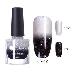 UR SUGAR 6 ML Colors Glitter Nail Polish Temperature Color Changing Gradient Mirror Nail Varnish No Need Lamp for Nails Art