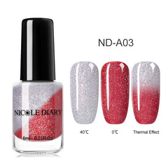 NICOLE DIARY Holographic Nail Polish Thermal Glitter Chameleon Temperature Color Changing Manicure Varnish Gradient Nail Lacquer