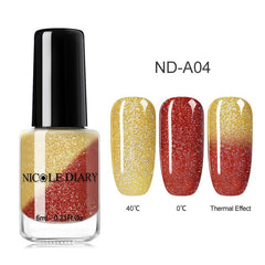 NICOLE DIARY Holographic Nail Polish Thermal Glitter Chameleon Temperature Color Changing Manicure Varnish Gradient Nail Lacquer