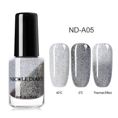 NICOLE DIARY Holographic Nail Polish Thermal Glitter Chameleon Temperature Color Changing Manicure Varnish Gradient Nail Lacquer