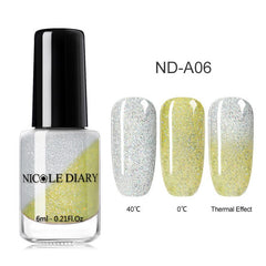 NICOLE DIARY Holographic Nail Polish Thermal Glitter Chameleon Temperature Color Changing Manicure Varnish Gradient Nail Lacquer