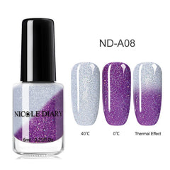 NICOLE DIARY Holographic Nail Polish Thermal Glitter Chameleon Temperature Color Changing Manicure Varnish Gradient Nail Lacquer