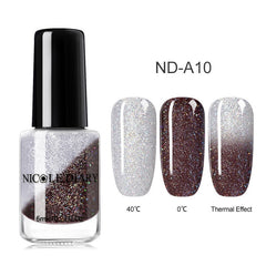 NICOLE DIARY Holographic Nail Polish Thermal Glitter Chameleon Temperature Color Changing Manicure Varnish Gradient Nail Lacquer