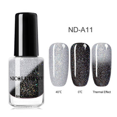 NICOLE DIARY Holographic Nail Polish Thermal Glitter Chameleon Temperature Color Changing Manicure Varnish Gradient Nail Lacquer