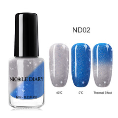 NICOLE DIARY Holographic Nail Polish Thermal Glitter Chameleon Temperature Color Changing Manicure Varnish Gradient Nail Lacquer