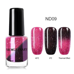 NICOLE DIARY Holographic Nail Polish Thermal Glitter Chameleon Temperature Color Changing Manicure Varnish Gradient Nail Lacquer