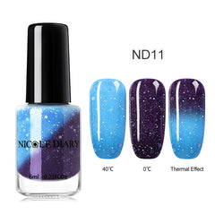 NICOLE DIARY Holographic Nail Polish Thermal Glitter Chameleon Temperature Color Changing Manicure Varnish Gradient Nail Lacquer