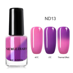 NICOLE DIARY Holographic Nail Polish Thermal Glitter Chameleon Temperature Color Changing Manicure Varnish Gradient Nail Lacquer