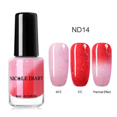 NICOLE DIARY Holographic Nail Polish Thermal Glitter Chameleon Temperature Color Changing Manicure Varnish Gradient Nail Lacquer